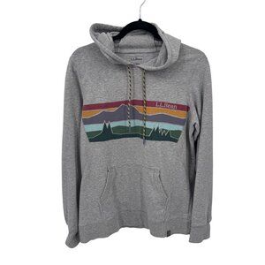 L.L. Bean Gray Hoodie with Multicolor Mountain Design